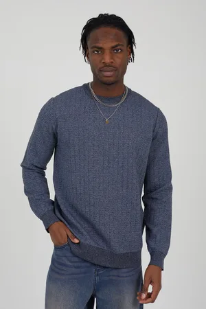 Brave Soul Mens Crew Neck Jaquard Knit Jumper - Size X-Large