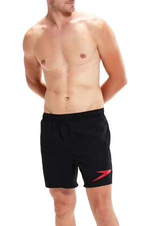 Speedo Mens Sports Solid 16 inch Water Shorts in Black Red - Size X-Small