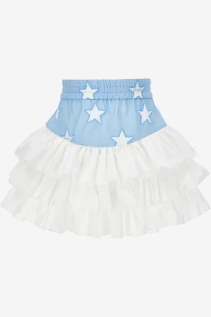 MONNALISA Girls Denim Stars Ruffle Skirt in - Size 6Y