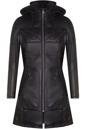 Infinity Womens Hooded Quilted Parka Coat-Olney - Lamb Leather - Size 8 UK