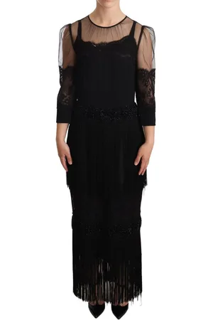 Dolce & Gabbana WoMens Sheer Floral Lace Crystal Maxi Dress material_nylon - Size IT 44 (Womens)