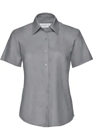 Russell Athletic Collection Ladies/Womens Short Sleeve Easy Care Oxford Shirt (Silver ) - Size 4XL