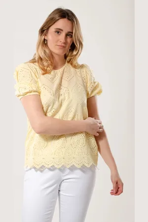 Lipsy London Womens Broderie Puff Sleeve Blouse Cotton - Size 12 UK