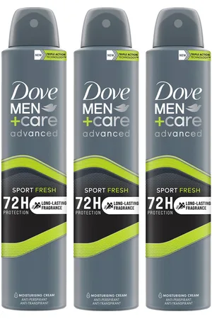 Dove Mens Anti-Perspirant Men+Care Advanced Sport Fresh 72H Protection Deo, 200ml, 3 Pack - - One Size
