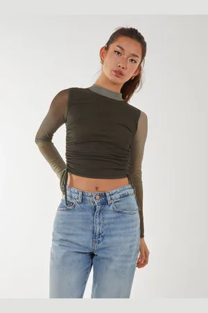 Pink Vanilla Womens Long Sleeve Ombre Mesh Top - - Size Medium