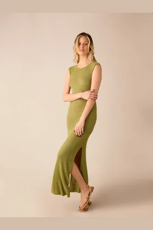 Ro&Zo Womens Sheer Lurex Knit Column Dress - Size Large