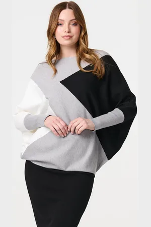 Izabel London Womens Colour Block Oversized Batwing Jumper - Size UK 8-10 (Womens)