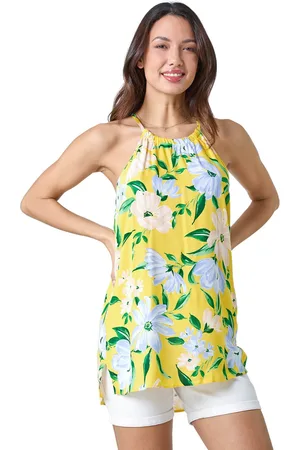Roman Womens Floral Print Halter Neck Top - - Size 12 UK