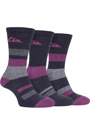 Storm Bloc Womens 3 Pairs Ladies Anti Blister Cotton Hiking Socks with Padded Sole - - Size UK 4-6.5