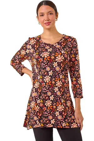 Roman Womens Floral Print Jersey Tunic Top - - Size 12 UK