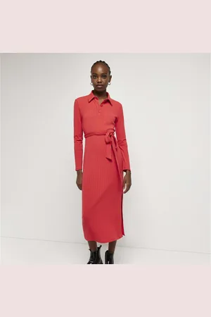 River Island Womens Bodycon Midi Dress Long Sleeve - Size 14 UK