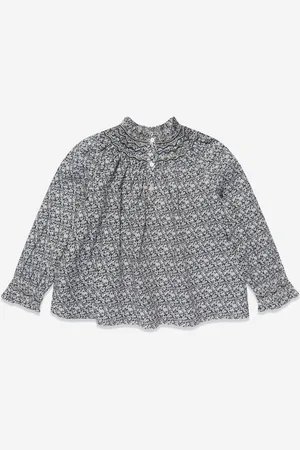 BONPOINT Girls Petal Smocked Blouse in - Size 6Y