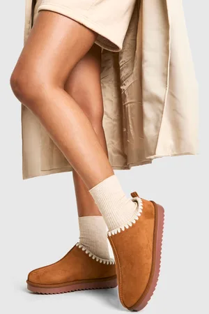 Boohoo Womens Contrast Stitch Cosy Mules - - Size UK 4