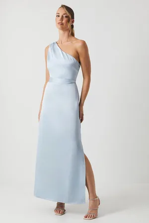 Oasis Womens One Shoulder Satin Maxi Bridesmaid Dress - - Size 16 UK