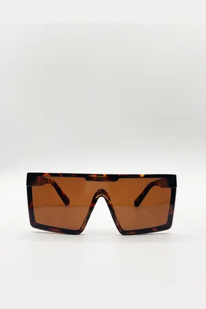 SVNX Womens Tortoiseshell Oversized Flat Top Square Frame Sunglasses - - One Size