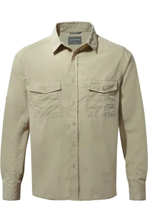 Craghoppers Mens Kiwi Long-Sleeved Shirt (Oatmeal Grey) - - Size X-Large