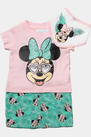 Disney Baby Girl Minnie Mouse Tropical 3-Piece Outfit - Cotton - Size 0-3M
