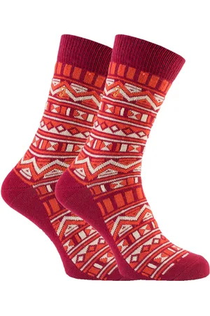 Farah 2 Pairs Mens Funky Vintage Patterned Colourful Thick Cotton Crew Socks - FVS008SUN - - Size UK 6-11