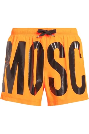 Moschino Mens Brand Print Logo Bright Short Swim Shorts - Size Medium