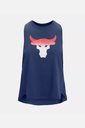 Under Armour Project Rock Bull Womens Blue Tank Top Cotton - Size X-Large