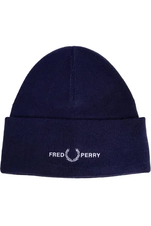 Fred Perry Mens Accessories Graphic Beanie Hat in Navy - - One Size
