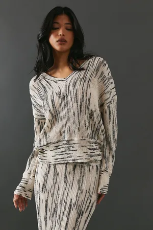 warehouse Womens Space Dye Off The Shoulder Jumper - - Size Large