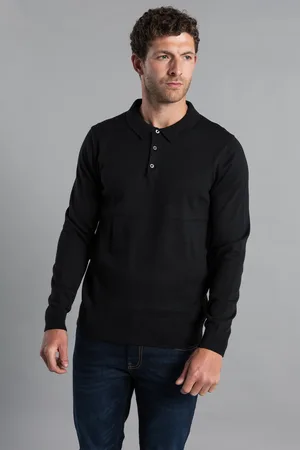 Kensington Eastside Mens Cotton Knitted Long Sleeve Polo - Size X-Large