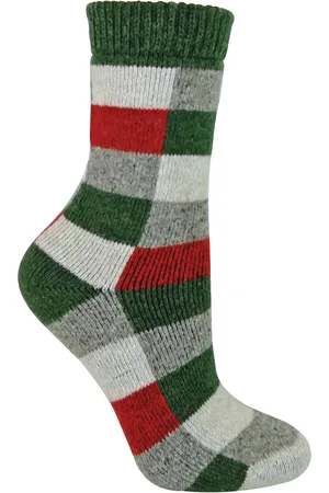 Sock Snob Womens - Ladies Checkered Patterned Breathable Wool Blend Socks - Silk - Size UK 4-6.5