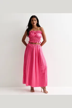 Gini London Womens Hot Pink Pleated Maxi Skirt - - Size 18 UK