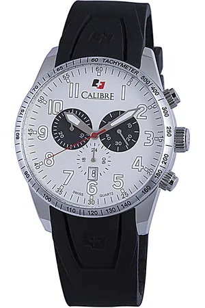 Calibre Mens Recruit Swiss Made Movement Watch Rubber Strap White Dial - One Size