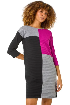 Roman Womens Colour Block Ribbed Knit Dress - - Size 10 UK