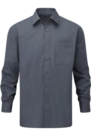 Russell Athletic Collection Womens/Ladies Poplin Long-Sleeved Shirt (Convoy Grey) - - Size 4XL