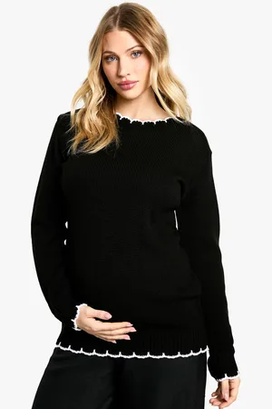 Boohoo Womens Maternity Knitted Contrast Stitch Jumper - - Size 8 UK