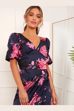 Chi Chi London Womens Short Sleeve Floral Printed Top in - Size 8 UK