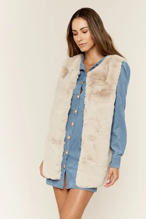 Gini London Womens No Cut Faux Fur Sleeveless Gilet - - Size Small/Medium