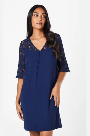 wallis Womens Petite Lace Ruffle Sleeve Shift Dress - - Size 12 UK