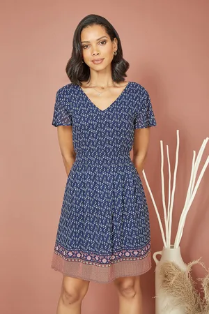 Mela Womens Border Print Skater Dress - Size 16 UK