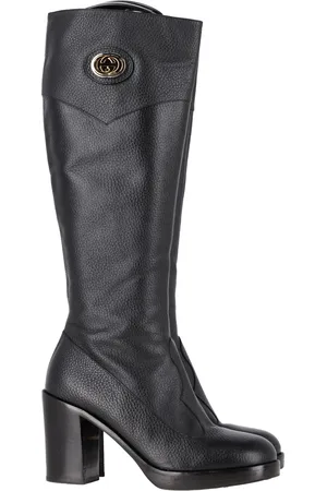 Gucci Pre-owned Womens Austin Interlocking G Knee High Boots in Calfskin Leather - Size 38.5 EU/IT