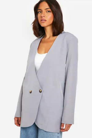 Boohoo Womens Collarless Oversized Longline Blazer - - Size 8 UK