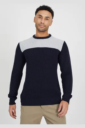 Brave Soul Mens Crew Neck Knit Jumper With Contrast Panel - Size 2XL