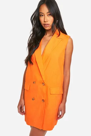 Boohoo Womens Sleeveless Linen Look Blazer Dress - Cotton - Size 12 UK