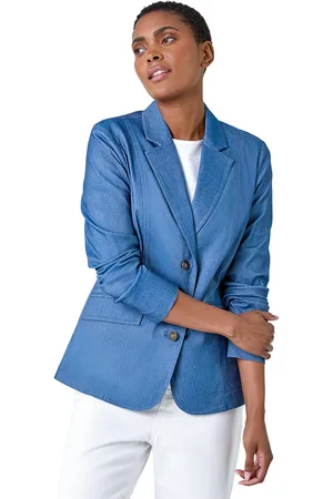 Roman Womens Denim Stretch Blazer - - Size 10 UK