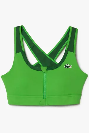 Lacoste Womens Sport Zipped Colour Block Stretch Bralette in - Size X-Small
