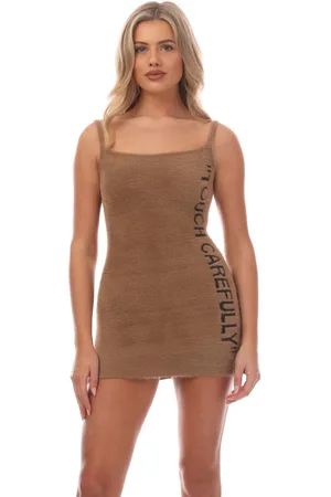 OFF-WHITE Womens Off White Quote Fuzzy Mini Dress in - Size 6 UK
