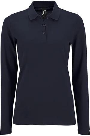 Sols Womens/Ladies Perfect Long Sleeve Pique Polo Shirt (French Navy) - - Size Large
