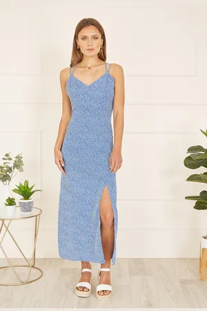 Mela Womens Ditsy Print Midi Dress With Side Split - Size 12 UK