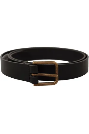 Dolce & Gabbana Mens Calf Leather Brass Logo Engraved Buckle Belt - Size 90 cm
