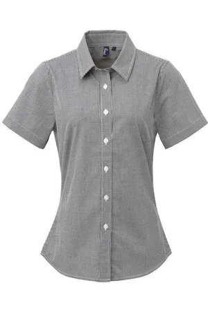 Premier Womens/Ladies Gingham Short-Sleeved Shirt ( /White) - Size 18 UK