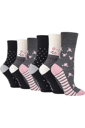 Gentle Grip Womens - 6 Pairs Ladies Non Elastic Socks - SOLRH217 - Cotton - Size UK 4-8