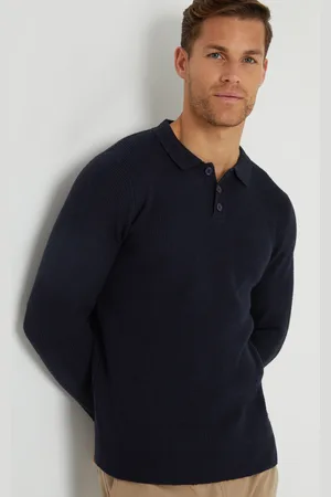 Threadbare Mens Knitted Long Sleeve Polo Jumper - Size Small